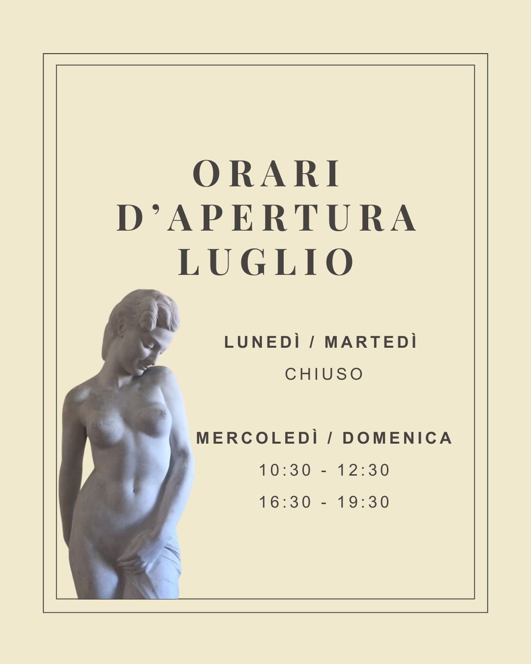 Orari d’apertura Luglio